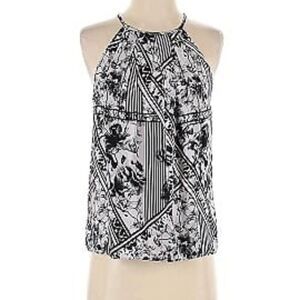 Amanda Uprichard 100% Silk Floral Black White Women's Sleeveless Buttons sz M